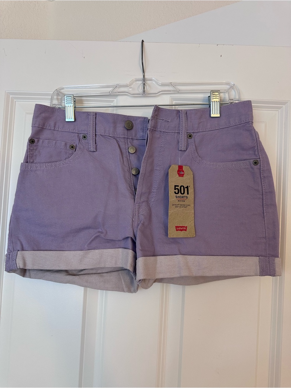 Levi's Lavender 501 Rolled Hem Jean Shorts